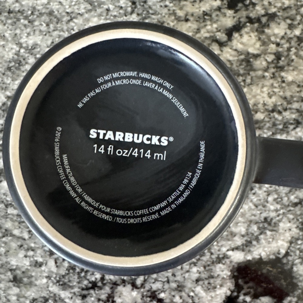 Starbucks Viennese Gold Plane‎ Matte Black Coffee Mug 14 Oz  2006 - Picture 6 of 6